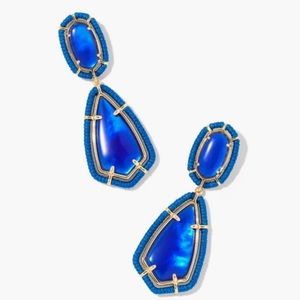 Kendra Scott Threaded Gold Camry Statement Earrings in Cobalt Blue